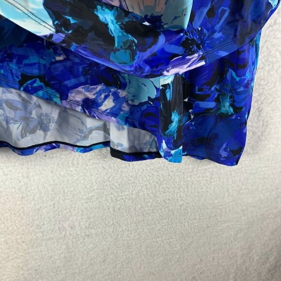 Swim Solutions High-Neck Tankini Top Women's 24W Blue Floral Underwire Swimwear - Picture 2 of 8